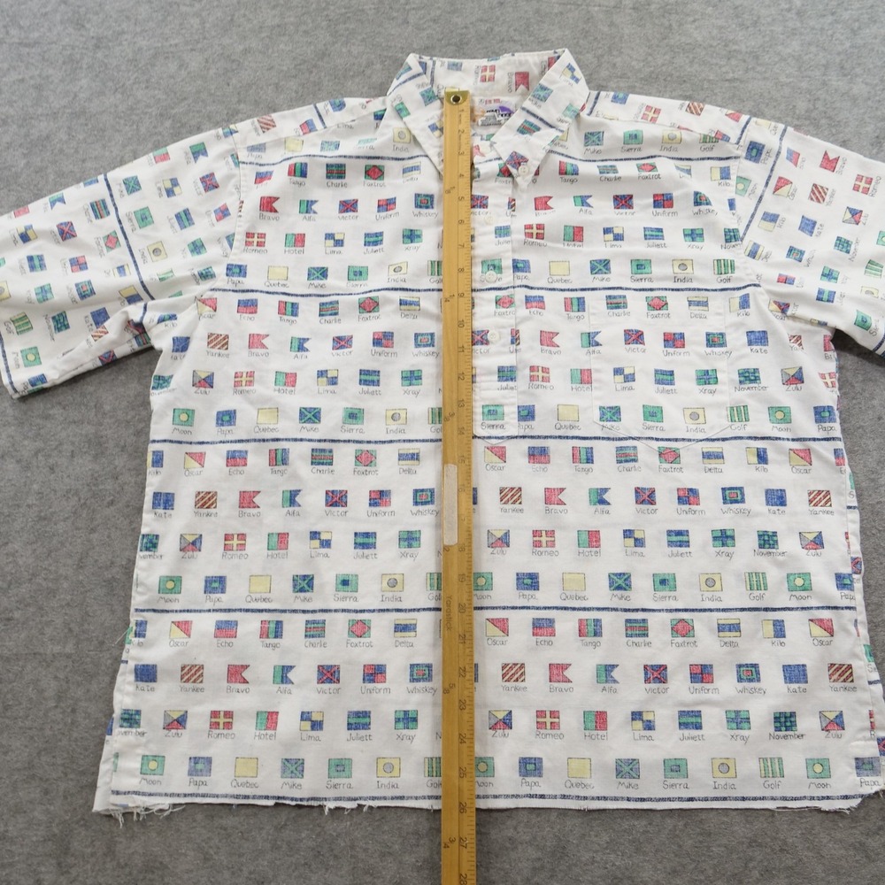 Reyn Spooner Shirt Mens Extra Large White Nautical Flag Pullover Vintage 80s - Picture 7 of 11